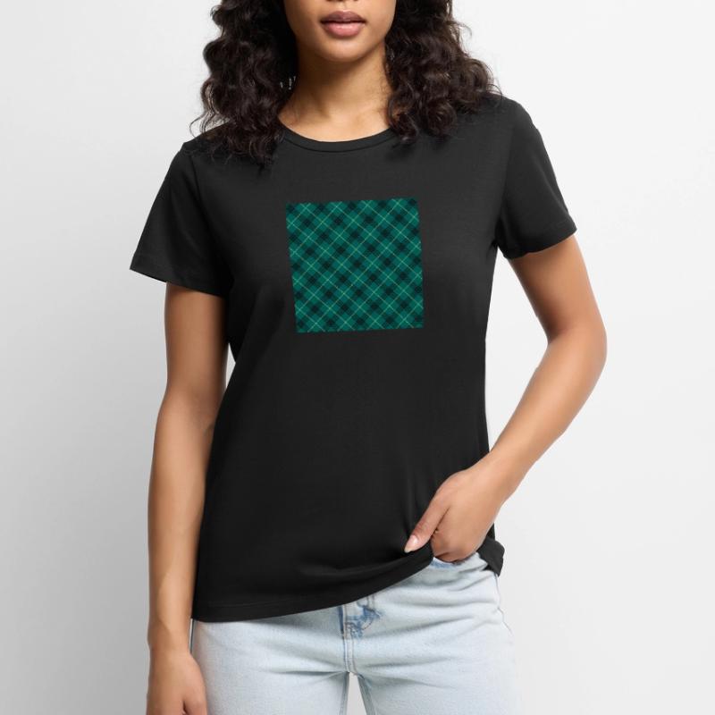 Checked pattern Checkered tartan fabric pattern turquoise green Women's Premium Organic T-shirt