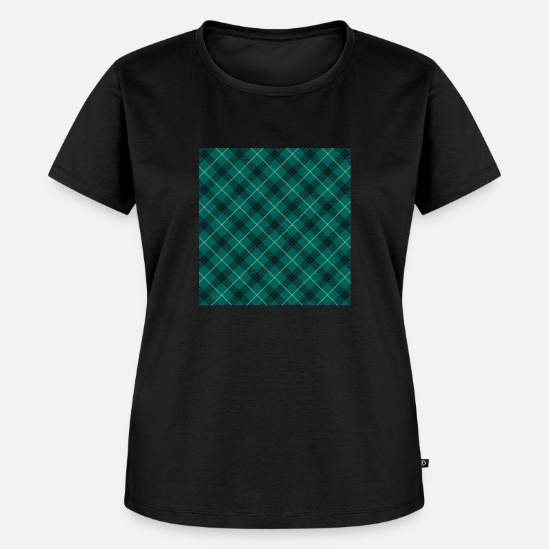 Checked pattern Checkered tartan fabric pattern turquoise green - Women's Premium Organic T-shirt - black