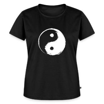 Yin Yang Kreis (weiß) - Frauen Premium Bio T-Shirt - Schwarz - Vorne - Selfina (174cm)