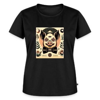 Mister PIG - Frauen Premium Bio T-Shirt - Schwarz - Vorne - Selfina (174cm)