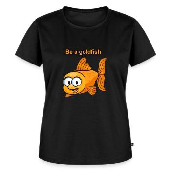 Sei ein Goldfisch - Frauen Premium Bio T-Shirt - Schwarz - Vorne - Selfina (174cm)