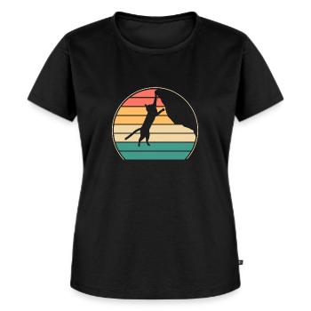Boulder Katze Felskletterer Klettern Bergsteigen - Frauen Premium Bio T-Shirt - Schwarz - Vorne - Selfina (174cm)