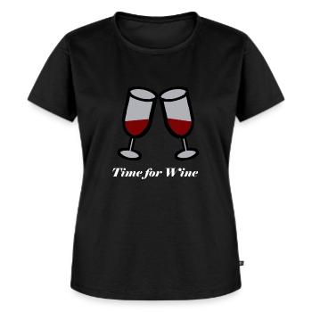 Wine Time Wine Time Gift Gift Idea Wine Glass - T-shirt Premium bio Femme - noir - Devant - Selfina (174cm)