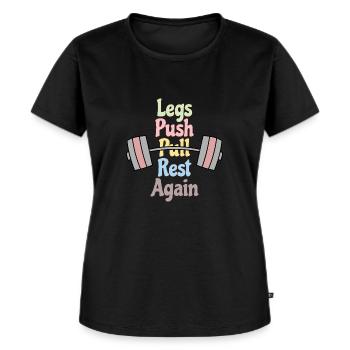 Legs, Push, Pull, Again - Frauen Premium Bio T-Shirt - Schwarz - Vorne - Selfina (174cm)