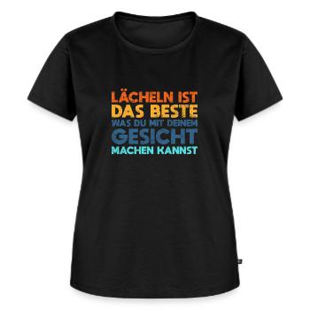 Lächeln Ist Das Beste, Was Du Mit Deinem... - Frauen Premium Bio T-Shirt - Schwarz - Vorne - Selfina (174cm)