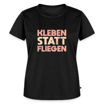 Kleben Statt Fliegen - Frauen Premium Bio T-Shirt - Schwarz - Vorne - Selfina (174cm)