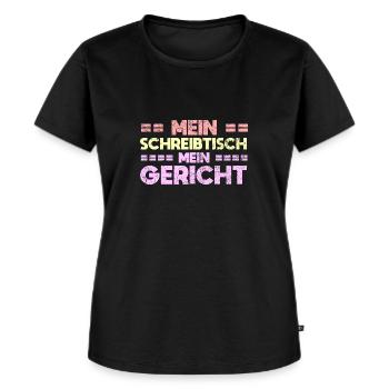 Mein Schreibtisch, Mein Gericht - Frauen Premium Bio T-Shirt - Schwarz - Vorne - Selfina (174cm)