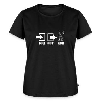 Input Output Putput Informatique Nerd Drôle - T-shirt Premium bio Femme - noir - Devant - Selfina (174cm)