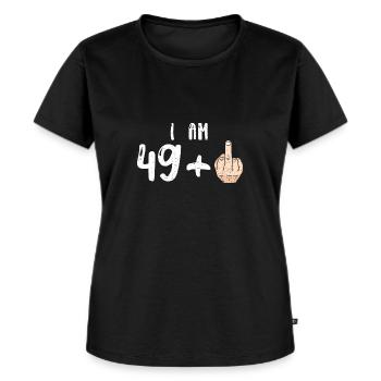 J’ai 49 ans + 1 - 50e anniversaire - T-shirt Premium bio Femme - noir - Devant - Selfina (174cm)