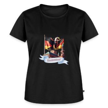 Deutschland Motiv mit Flagge und Adler - Frauen Premium Bio T-Shirt - Schwarz - Vorne - Selfina (174cm)