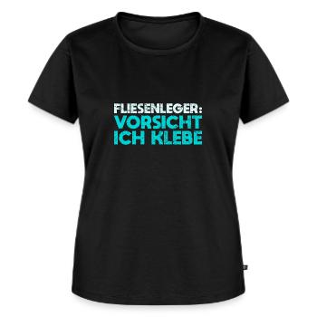 Fliesenleger: Vorsicht, Ich Klebe - Frauen Premium Bio T-Shirt - Schwarz - Vorne - Selfina (174cm)