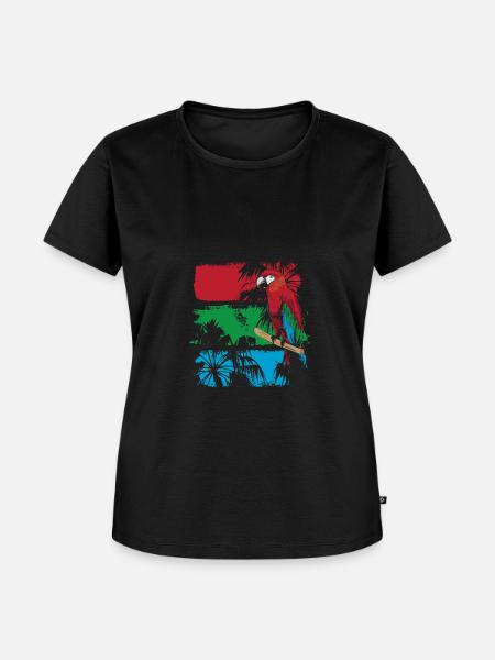 Perroquet coloré sur une branche - T-shirt Premium bio Femme - noir