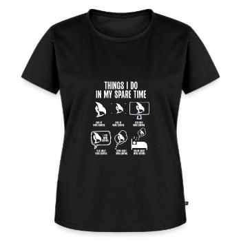 In Meiner Freizeit Mache Ich Wingsurfing - Frauen Premium Bio T-Shirt - Schwarz - Vorne - Selfina (174cm)