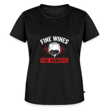 Edle Tropfen, Feine Momente - Frauen Premium Bio T-Shirt - Schwarz - Vorne - Selfina (174cm)