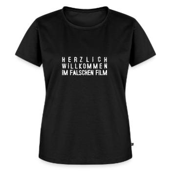 Falscher Film Willkommen weiß Geschenk - Frauen Premium Bio T-Shirt - Schwarz - Vorne - Selfina (174cm)