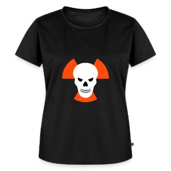 Schädel mit bösem Blick vor Strahlenwarnzeichen - Frauen Premium Bio T-Shirt - Schwarz - Vorne - Selfina (174cm)
