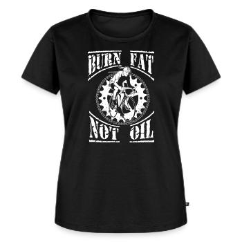 Verbrenne Fett, nicht Öl. - Frauen Premium Bio T-Shirt - Schwarz - Vorne - Selfina (174cm)