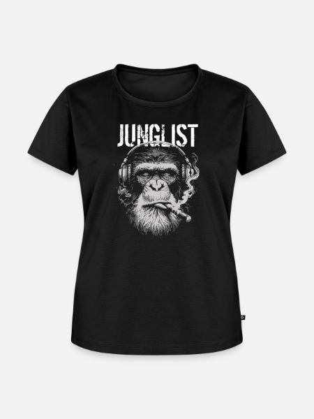 Junglist-Affe mit Kopfhörern - Frauen Premium Bio T-Shirt - Schwarz