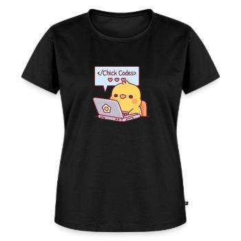 Cute Chick Coding On Laptop Chick Codes Funny - Women's Premium Organic T-shirt - black - Front - Selfina (174cm)