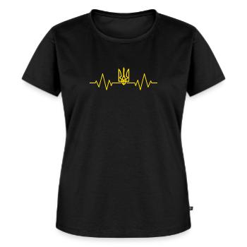 Ukraine pulse - Frauen Premium Bio T-Shirt - Schwarz - Vorne - Selfina (174cm)