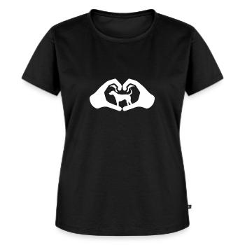 Chien coeur mains coeur forme cadeau - T-shirt Premium bio Femme - noir - Devant - Selfina (174cm)