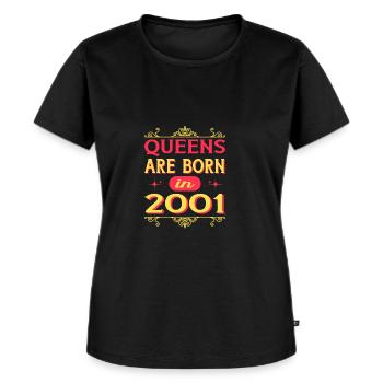 Les reines sont nées en 2001 année de naissance - T-shirt Premium bio Femme - noir - Devant - Selfina (174cm)