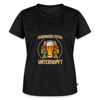Chronisch Total Unterhopft Bier Party Spruch - Frauen Premium Bio T-Shirt - Schwarz - Vorne - Selfina (174cm)