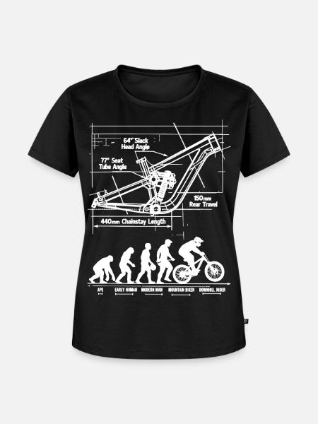 MTB Evolution Blueprint: Full Suspension Rahmen - Frauen Premium Bio T-Shirt - Schwarz