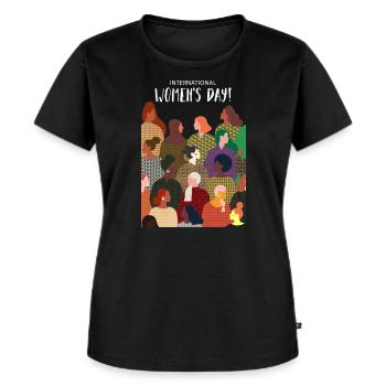 | zum Internationalen Frauentag 8. März - Frauen Premium Bio T-Shirt - Schwarz - Vorne - Selfina (174cm)