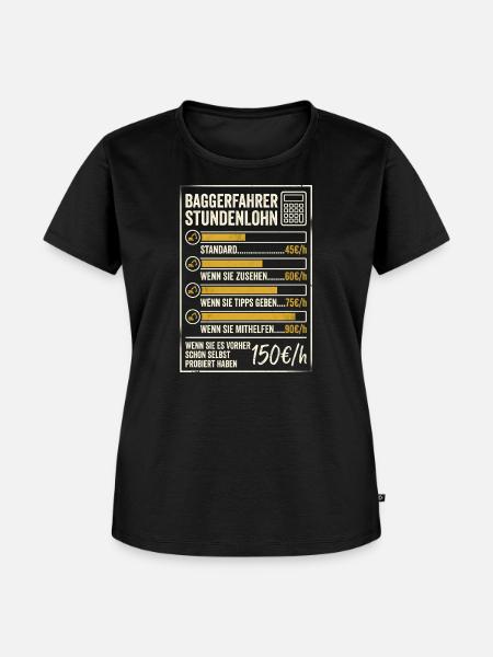 Baggerfahrer Stundenlohn Handwerker Bauarbeiter - Frauen Premium Bio T-Shirt - Schwarz