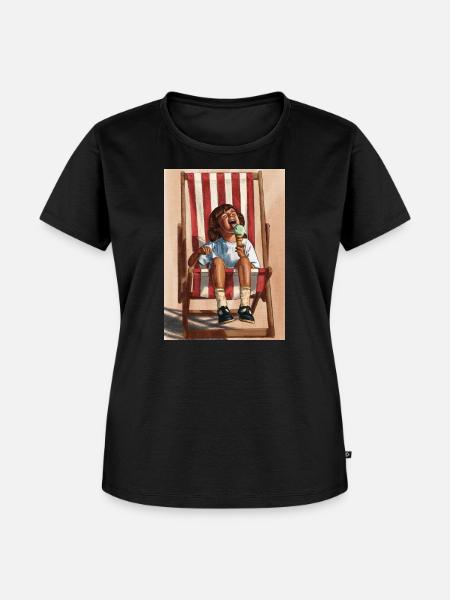Kind, das Minzeeis isst - Frauen Premium Bio T-Shirt - Schwarz