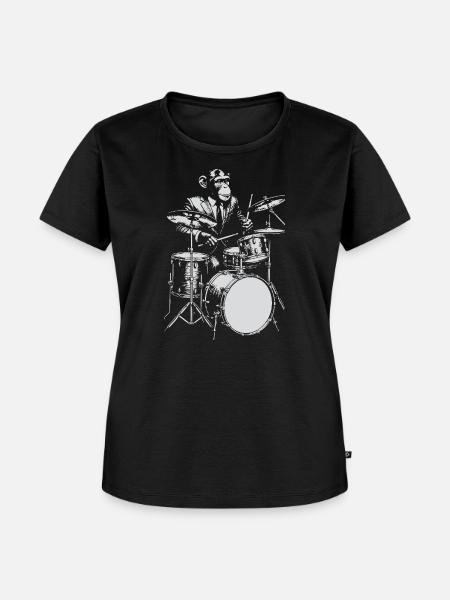 Monkey Jazz Drummer - Frauen Premium Bio T-Shirt - Schwarz