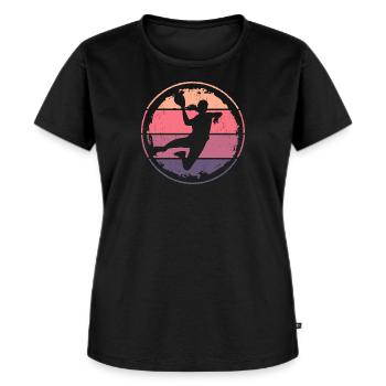Handball Frauen Retro Handballspielerin Mädchen - Frauen Premium Bio T-Shirt - Schwarz - Vorne - Selfina (174cm)