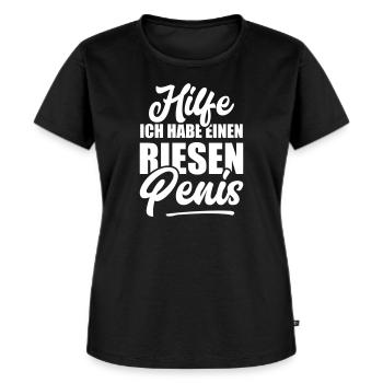 Hilfe Riesen Penis Spruch lustig - Frauen Premium Bio T-Shirt - Schwarz - Vorne - Selfina (174cm)