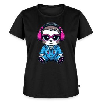 Partyliebhaber Festival Niedlicher Rave Bär - Frauen Premium Bio T-Shirt - Schwarz - Vorne - Selfina (174cm)