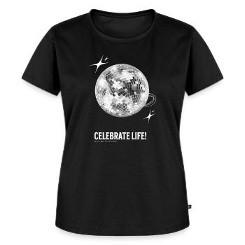 Boule disco Célébrez la vie ! - T-shirt Premium bio Femme - noir - Devant - Selfina (174cm)