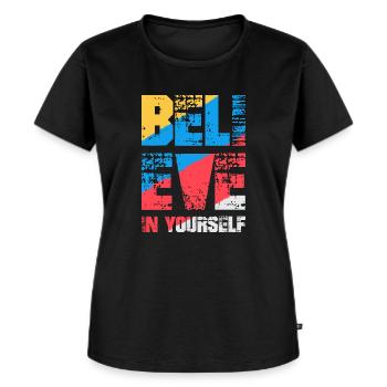 Glaube an dich selbst - Frauen Premium Bio T-Shirt - Schwarz - Vorne - Selfina (174cm)