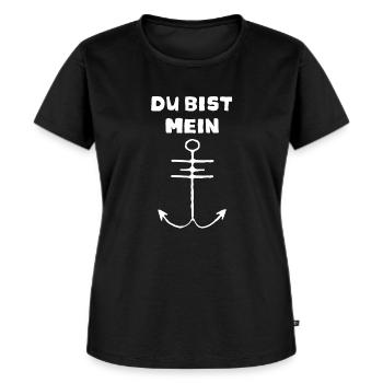 Du bist mein Anker - Frauen Premium Bio T-Shirt - Schwarz - Vorne - Selfina (174cm)