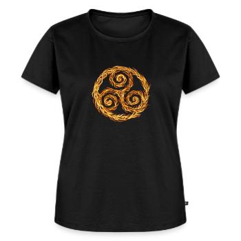 Triskele de feu - T-shirt Premium bio Femme - noir - Devant - Selfina (174cm)
