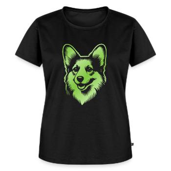 Corgi Drawing Dog Head Green - Women's Premium Organic T-shirt - black - Front - Selfina (174cm)