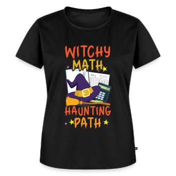 Witch Math Haunted Path Comptable Halloween - T-shirt Premium bio Femme - noir - Devant - Selfina (174cm)