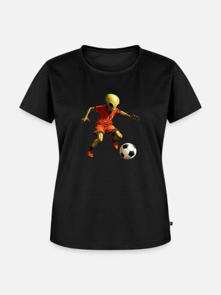 Fussball Alien - Frauen Premium Bio T-Shirt - Schwarz