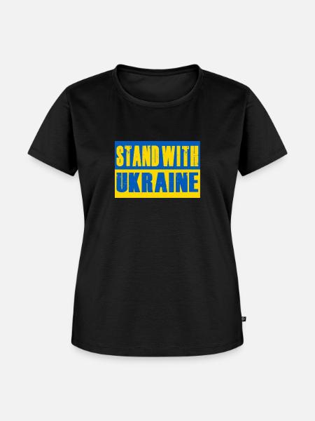 Stand with Ukraine - Frauen Premium Bio T-Shirt - Schwarz