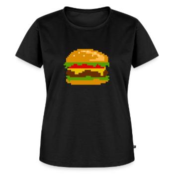 Pixel Burger - Nerd Fastfood Design - Frauen Premium Bio T-Shirt - Schwarz - Vorne - Selfina (174cm)