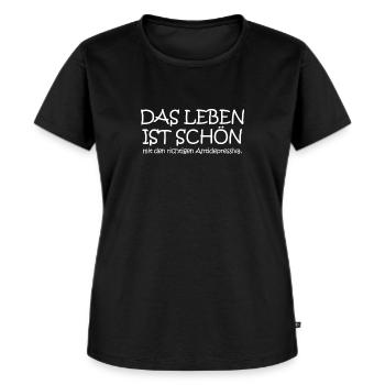 Lustige Sprüche Depression depressiv Lebensfreude - Frauen Premium Bio T-Shirt - Schwarz - Vorne - Selfina (174cm)