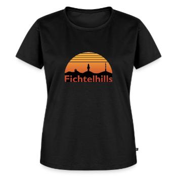 Sonnenuntergang Fichtelgebirge Fichtelhills - Frauen Premium Bio T-Shirt - Schwarz - Vorne - Selfina (174cm)