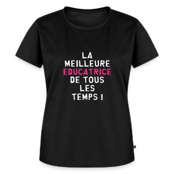 Education / Educateur / Educatrice / Ecole / Prof - T-shirt Premium bio Femme - noir - Devant - Selfina (174cm)