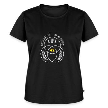 Dont Panic - Frauen Premium Bio T-Shirt - Schwarz - Vorne - Selfina (174cm)