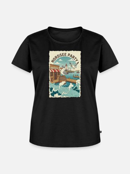 Nordsee Party - Frauen Premium Bio T-Shirt - Schwarz