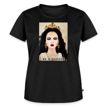 Be a Queen - Frauen Premium Bio T-Shirt - Schwarz - Vorne - Selfina (174cm)